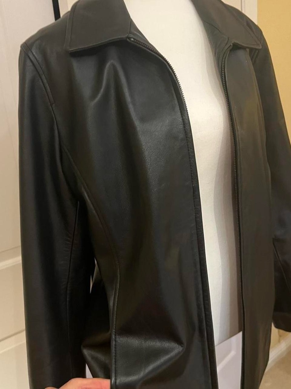 GAP Black Leather Zip-Front Women's Jacket